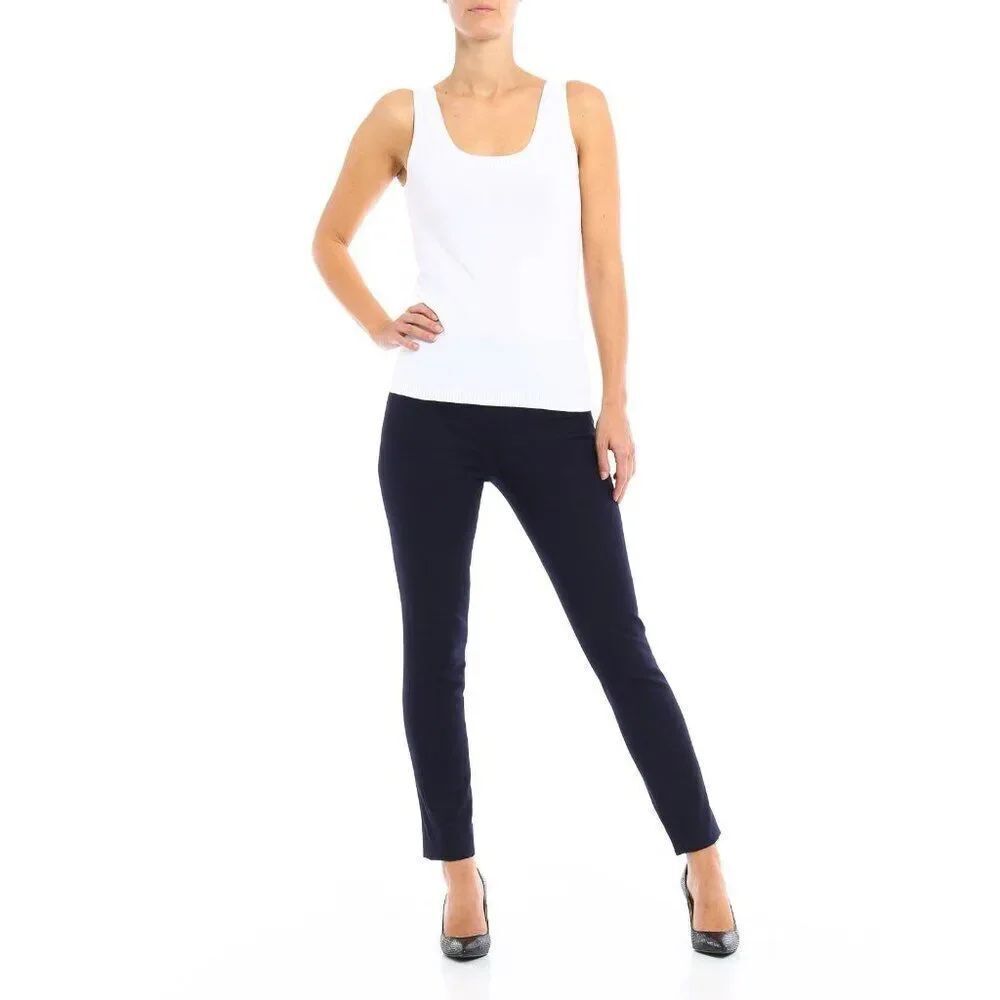 Tory Burch Womens Maude Legging Pants sz 0 Navy Blue Cotton Stretch 41694 NWT
